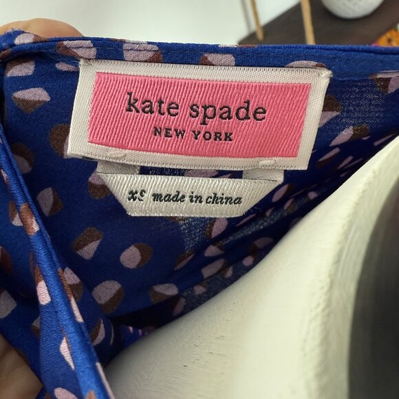 Kate Spade Geo Dot Crew Neck Ruffle Sleeve Shirt - Picture 6 of 8